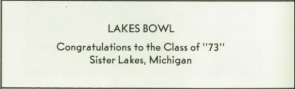 Lakes Bowl - Dowagiac Union High Yearbook Ad 1973 (newer photo)